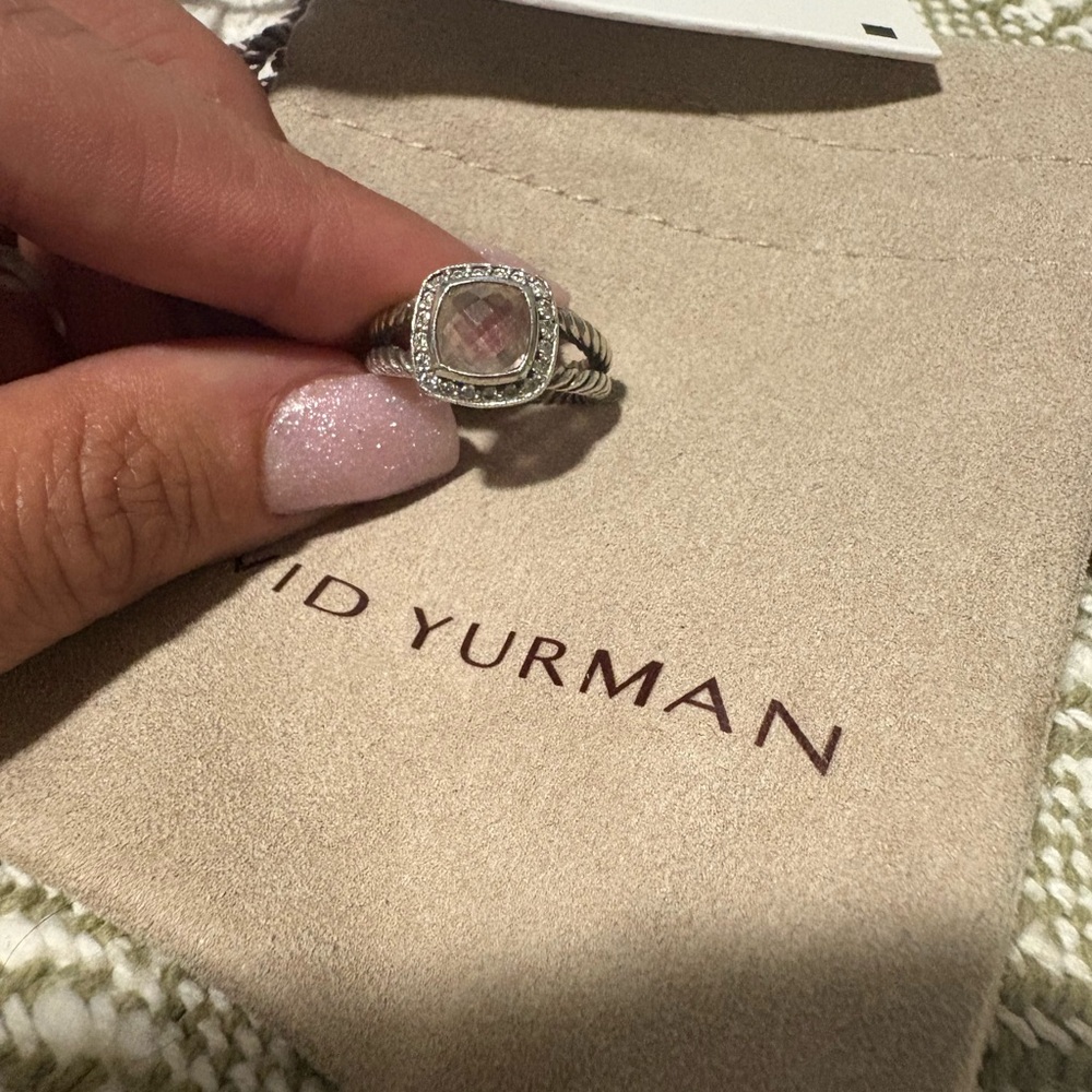 David Yurman Silver Ring with Pink Gem